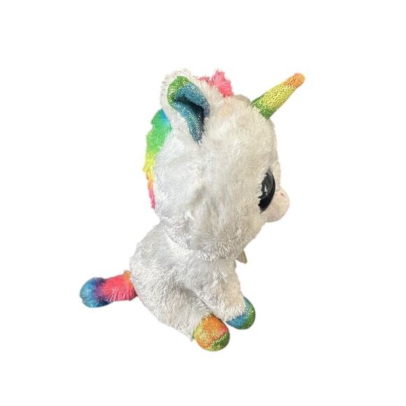 TY Beanie Boos Pixy White Rainbow Unicorn Glitter Eyes 6" Plush Stuffed Animal - Picture 4 of 9